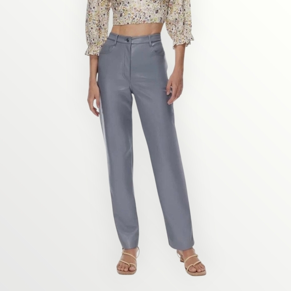 NWOT - Aritzia Wilfred Melina Vegan Leather Pants - Ardoise - Size 6 - Picture 1 of 16
